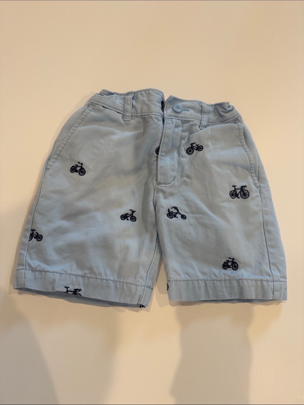 Hanna Andersson Light Blue Shorts with Navy Bike Embroidery